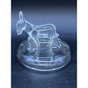 Jeanette Clear Glass Donkey Trinket Dish Lid only Vintage